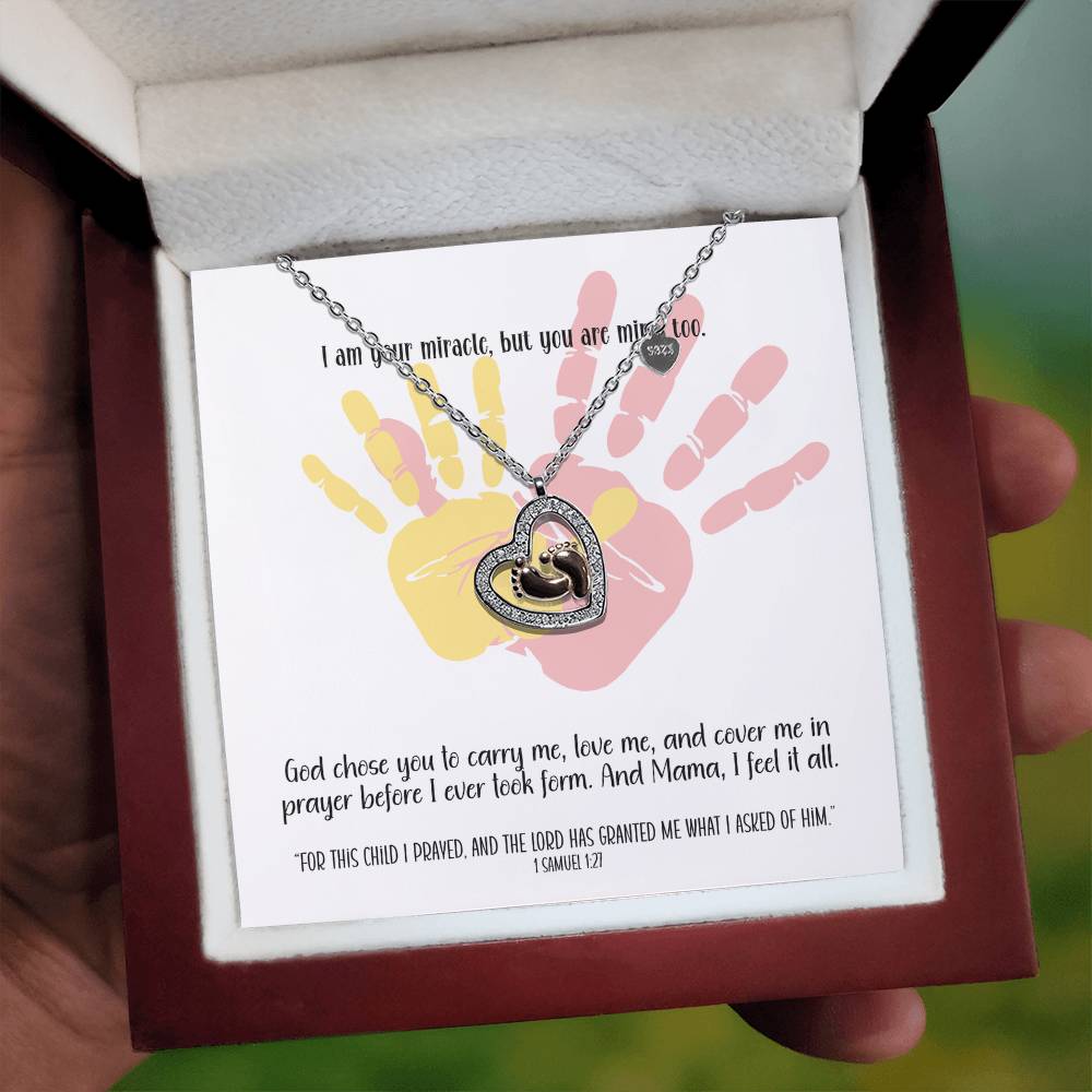 You're My Miracle Too – A Baby Feet Heart Necklace for Mom-To-Be