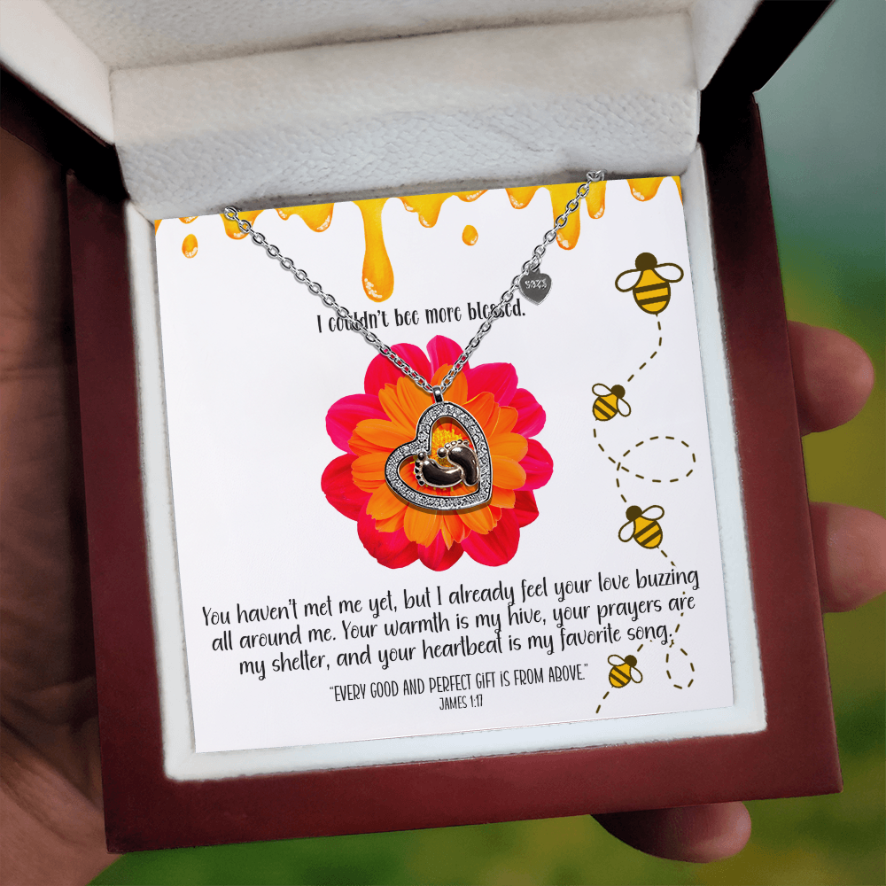 Bee More Blessed – A Baby Feet Heart Necklace for Mom-To-Be