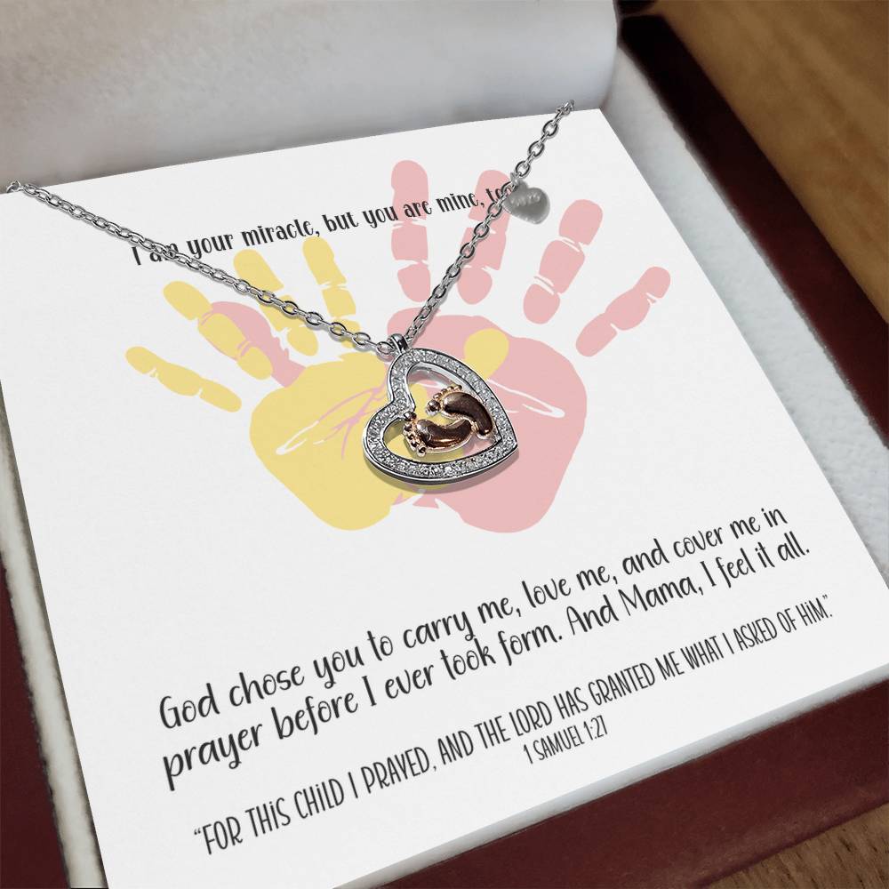 You're My Miracle Too – A Baby Feet Heart Necklace for Mom-To-Be