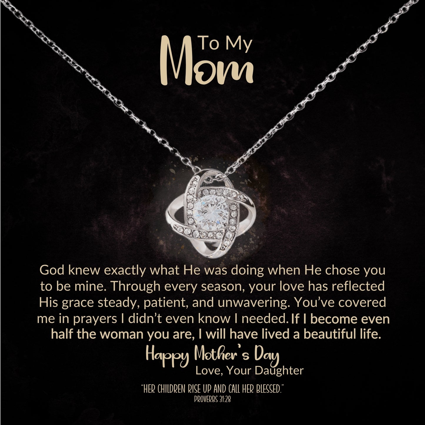 Love Knot Necklace Gift for Mom – God Knew I Needed You Christian Jewelry Gift Set