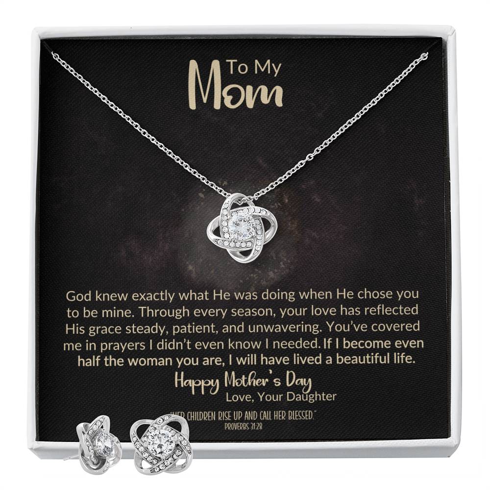 Love Knot Necklace Gift for Mom – God Knew I Needed You Christian Jewelry Gift Set