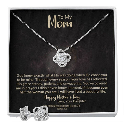 Love Knot Necklace Gift for Mom – God Knew I Needed You Christian Jewelry Gift Set