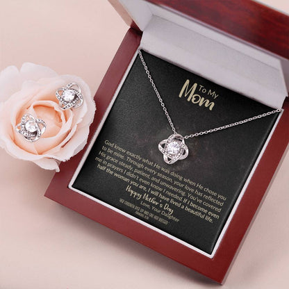 Love Knot Necklace Gift for Mom – God Knew I Needed You Christian Jewelry Gift Set