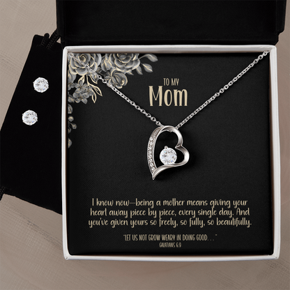 Given in Love – A Heart Necklace & Earrings Gift Set for Mom