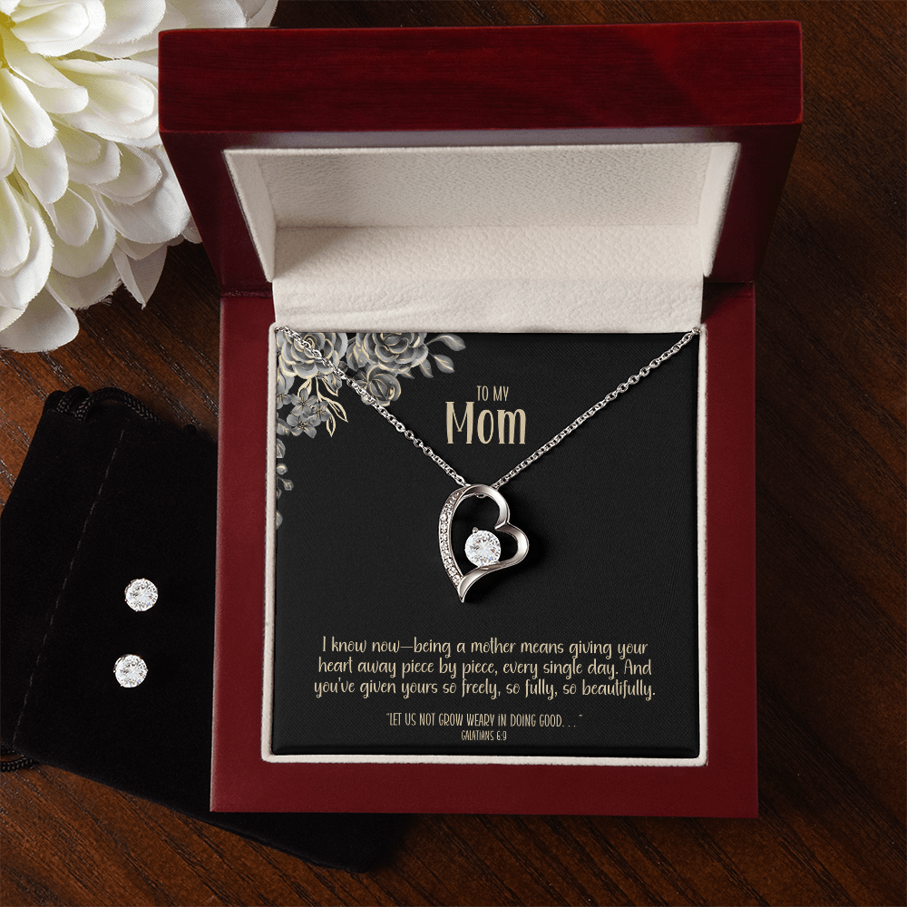 Given in Love – A Heart Necklace & Earrings Gift Set for Mom