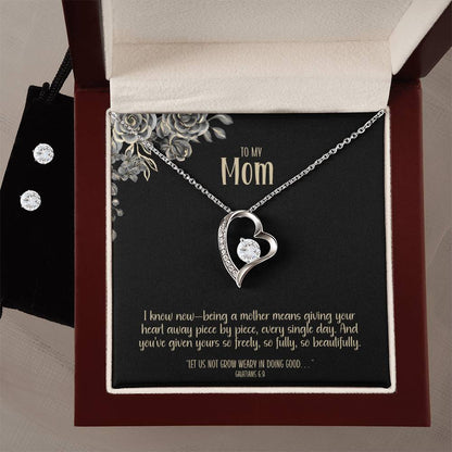 Given in Love – A Heart Necklace & Earrings Gift Set for Mom