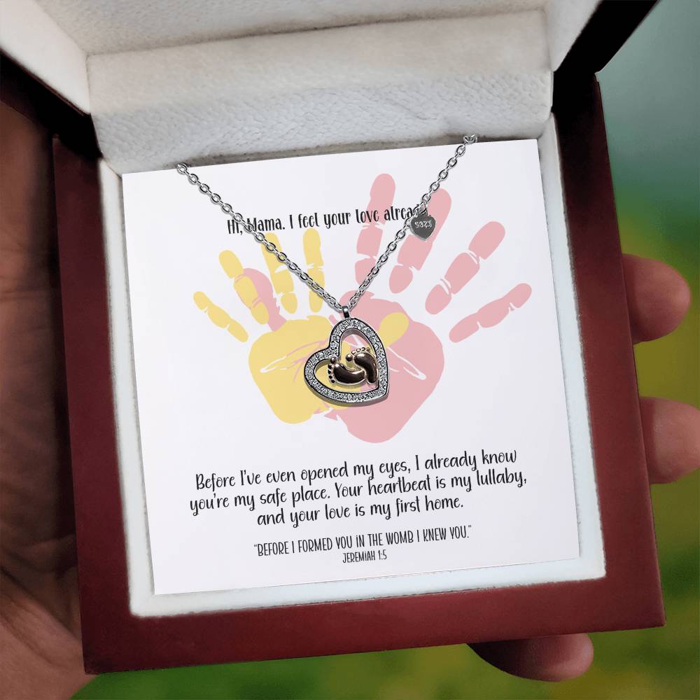 My First Home – A Baby Feet Heart Necklace for Mom-To-Be
