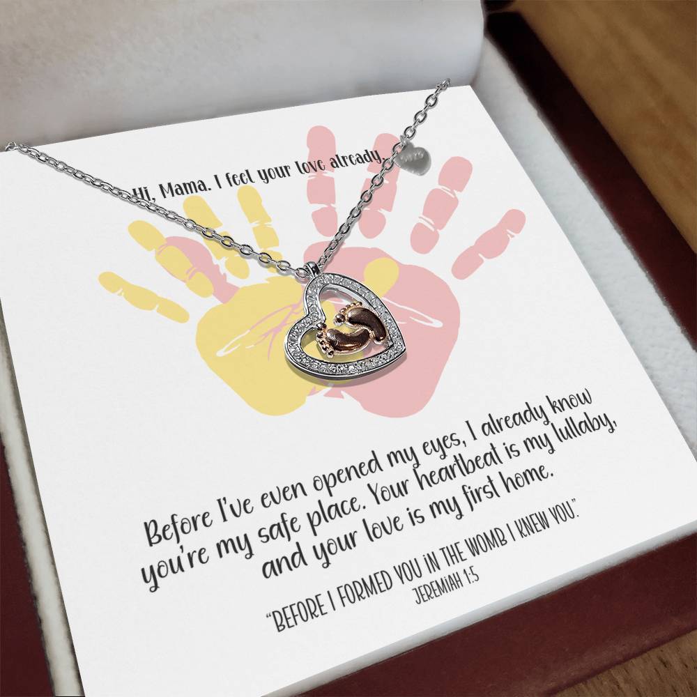 My First Home – A Baby Feet Heart Necklace for Mom-To-Be